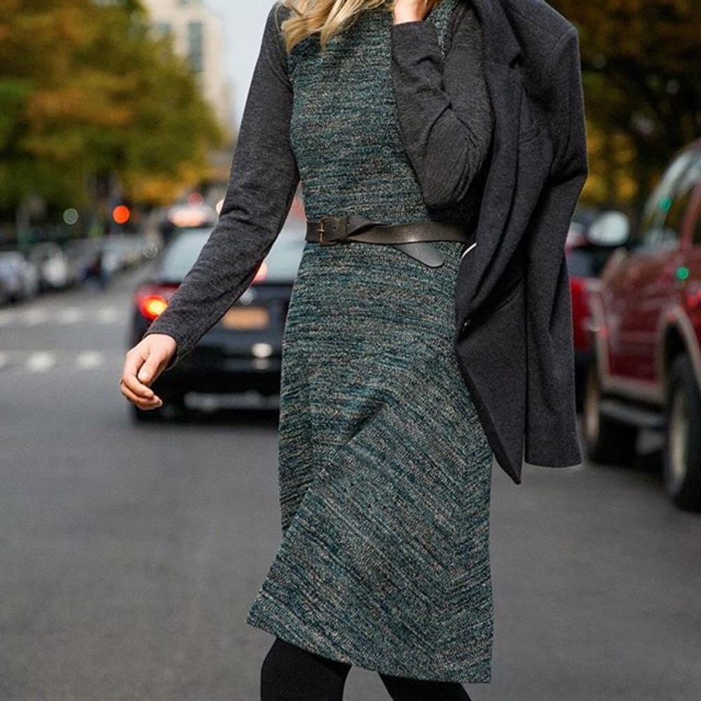 Loft Turquoise tweed sleeveless dress